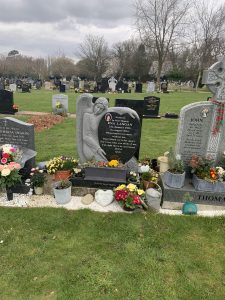 Black and White Contemporary Headstone with Angel